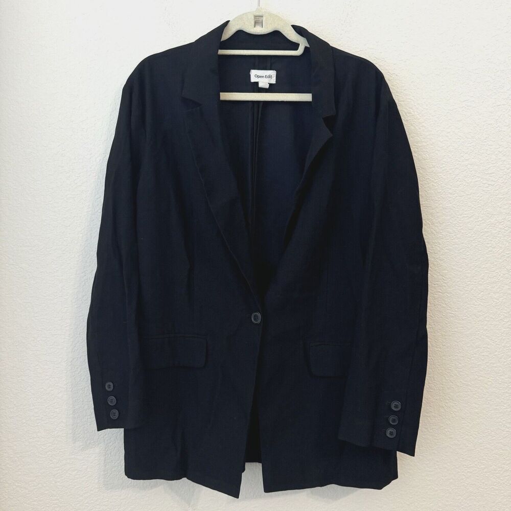Open Edit Blazer Womens Size Large Relaxed Fit black